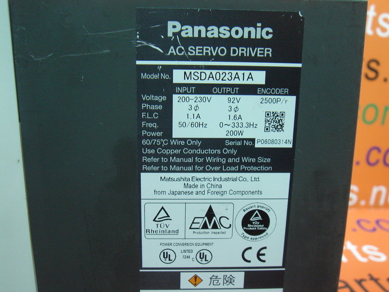 PANASONIC AC SERVO DRIVER MSDA023A1A - 裕益科技自動化設備可程式